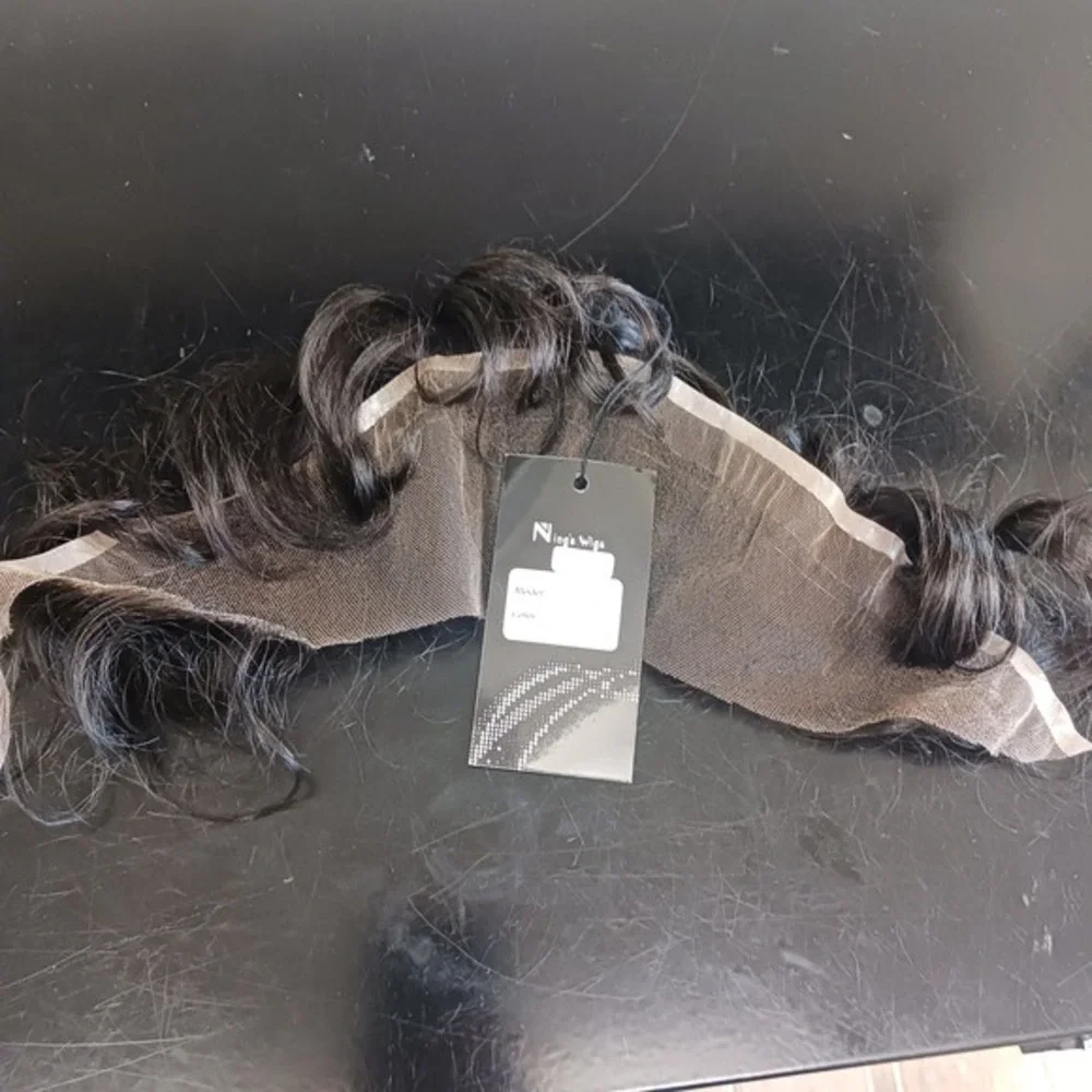 Nings Wigs 1B50 Lace Frontal Wavy Hair Piece Natural Black 50%‎ Grey